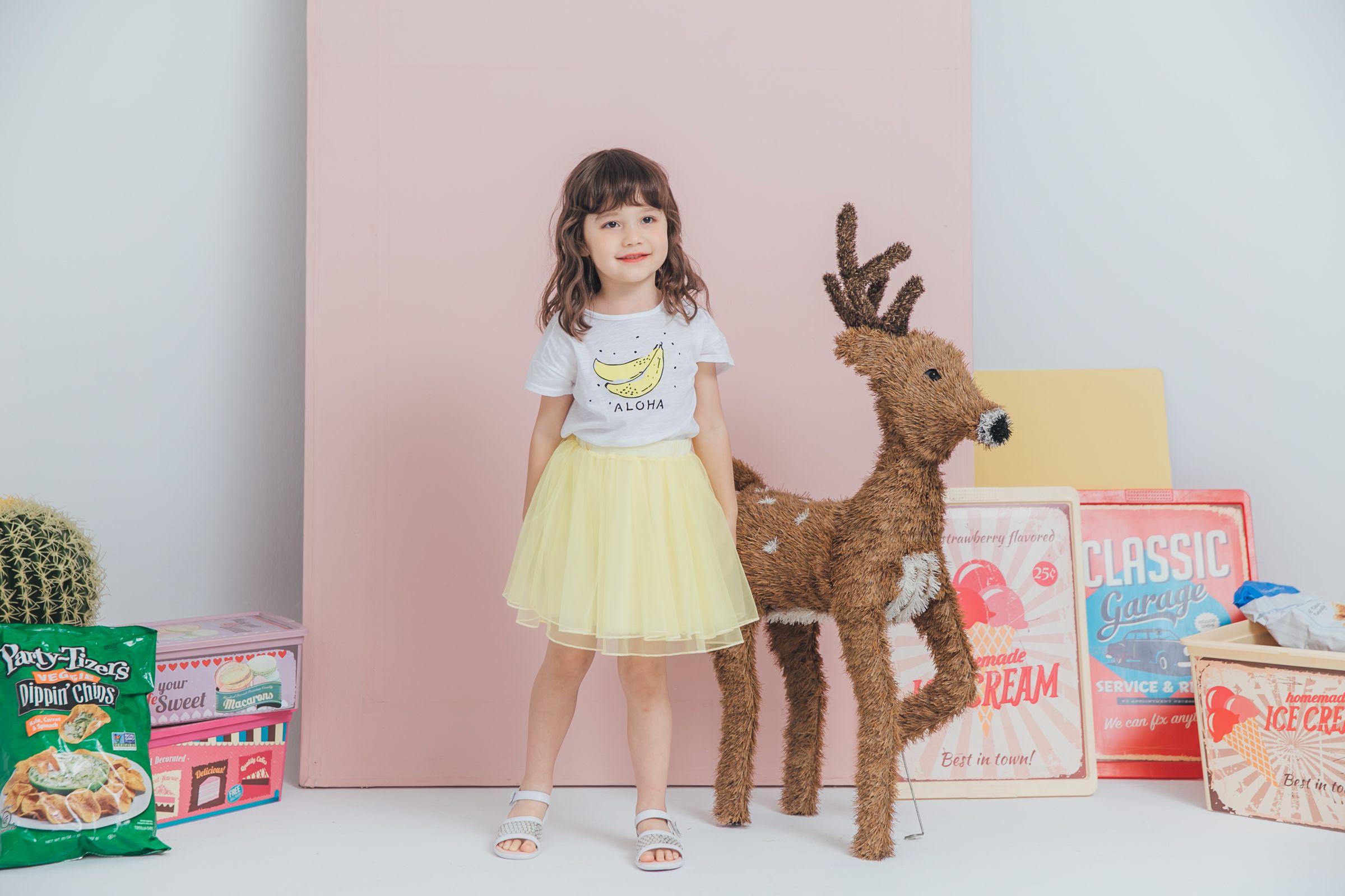 Peachy - 北鼻款*獨家訂製綿柔空氣紗裙-短裙款-嫩鵝黃