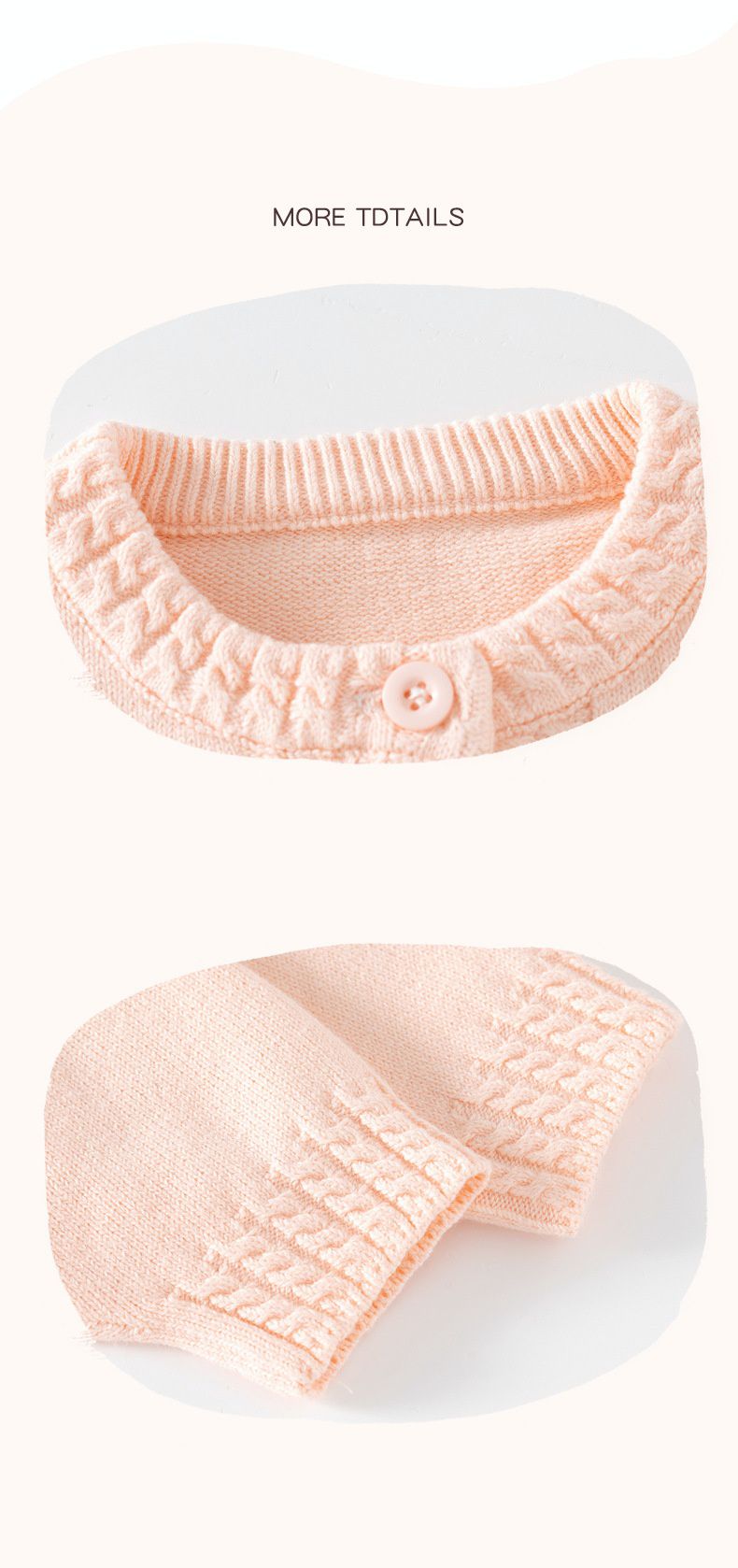 舒適圓領提花針織外套-蝴蝶結-粉橘色