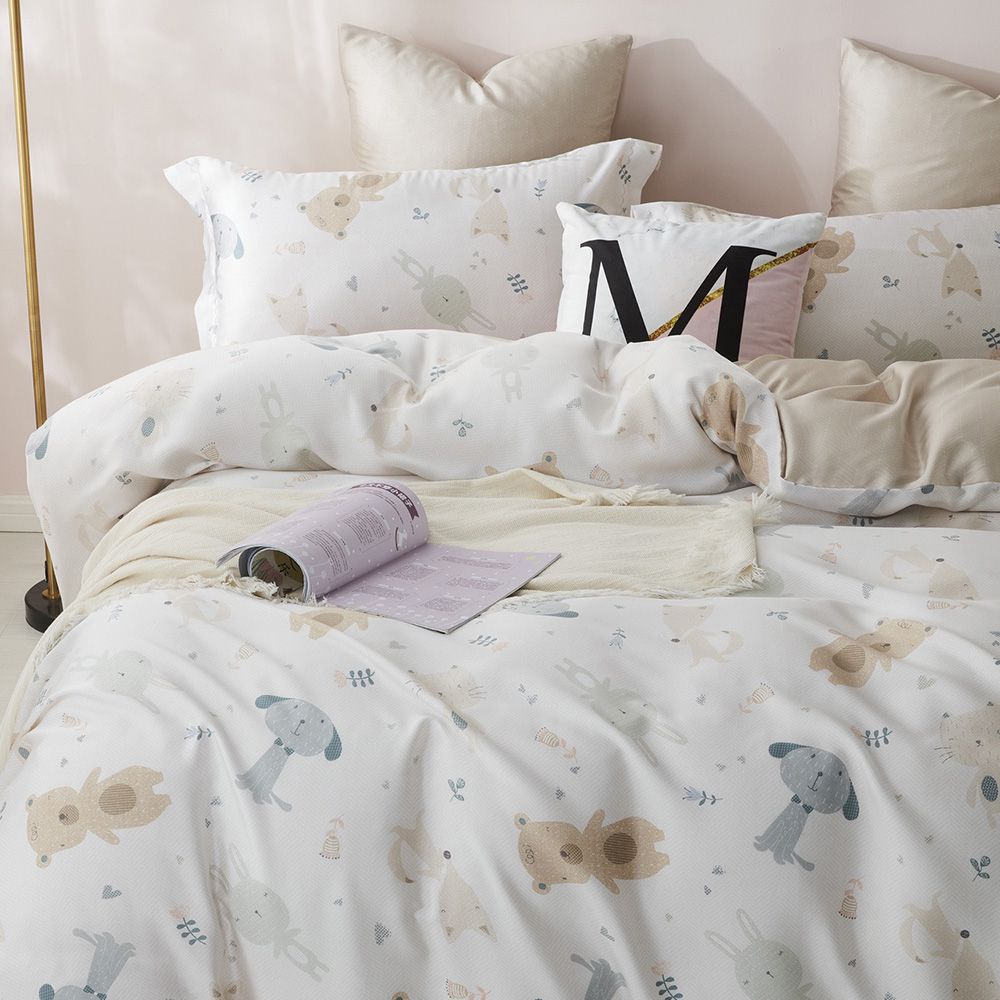 PureOne - 天絲系列．TENCEL寢具組-萌動小隊 (加大四件式床包鋪棉被套組)