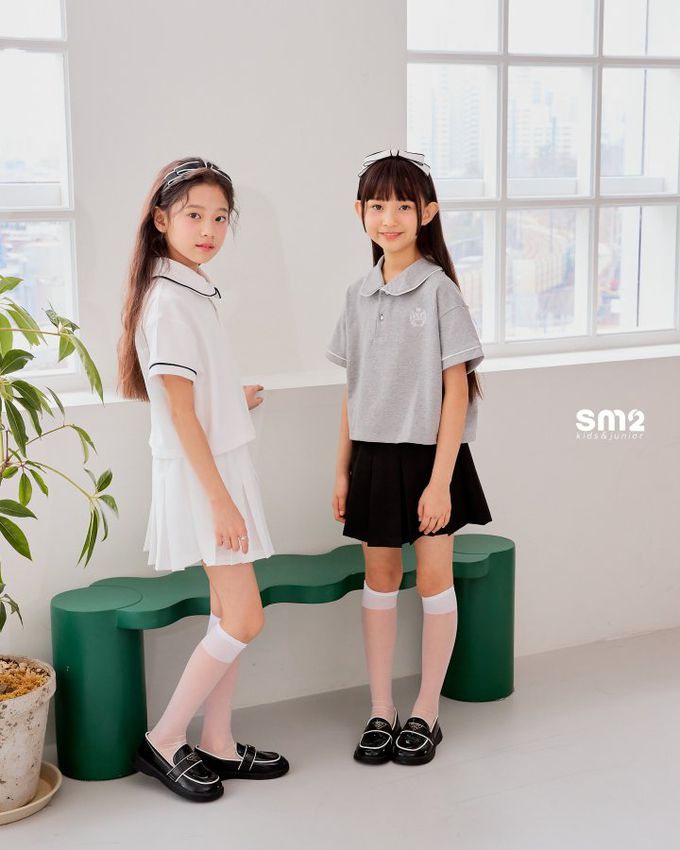 韓國 sm2 - 大女孩風格百褶短裙-黑