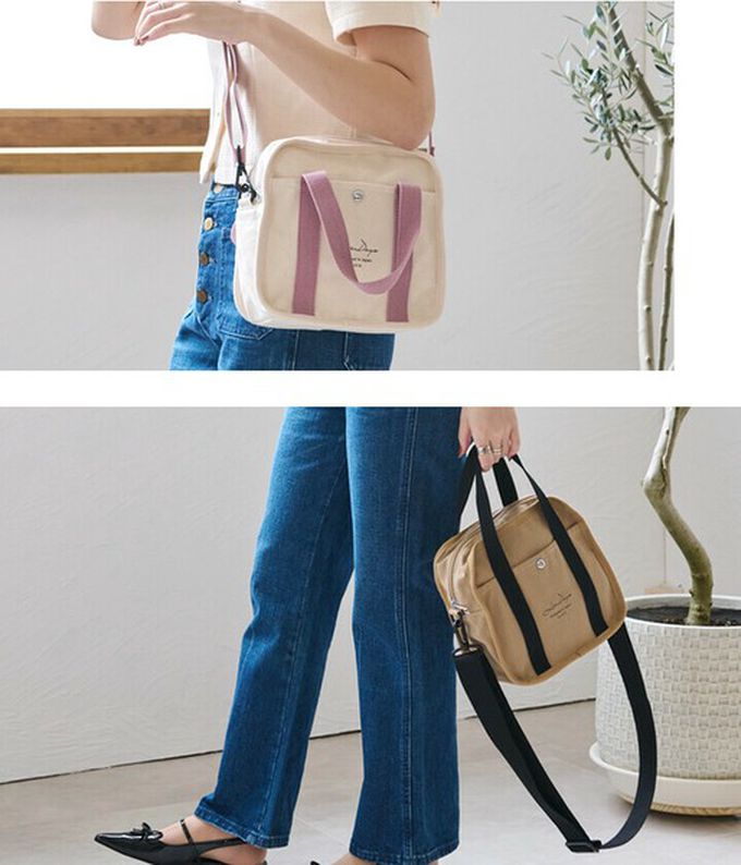 日本 LIZDAYS - 2way輕量文藝方形帆布小包-咖啡x豹紋