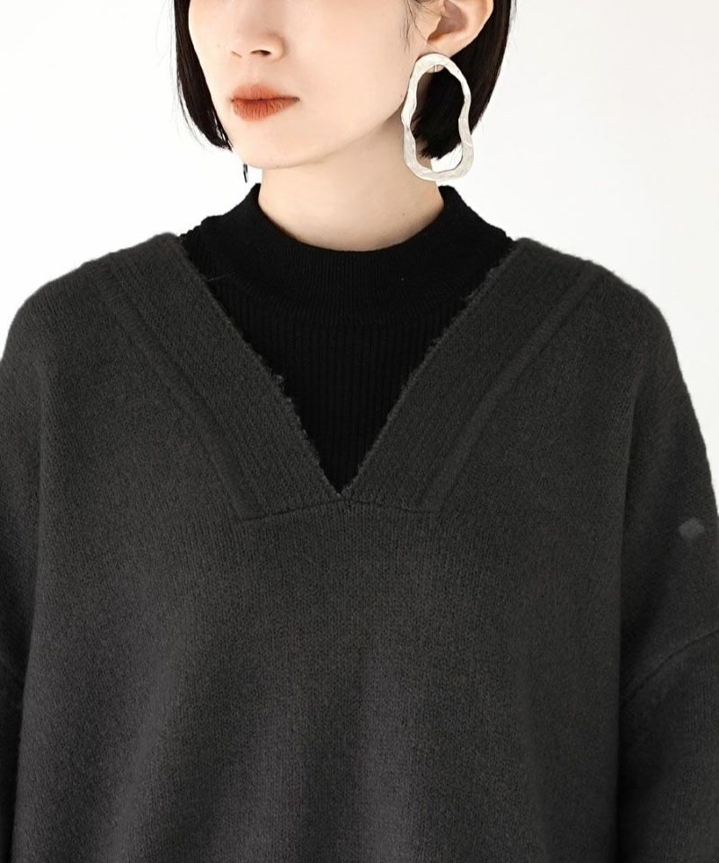 日本 zootie - 小V領柔軟落肩針織毛衣-星塵粉