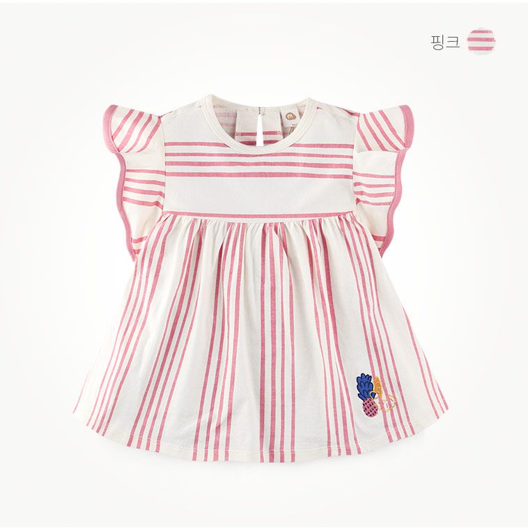 韓國 milk mile - 荷葉袖條紋上衣-深藍