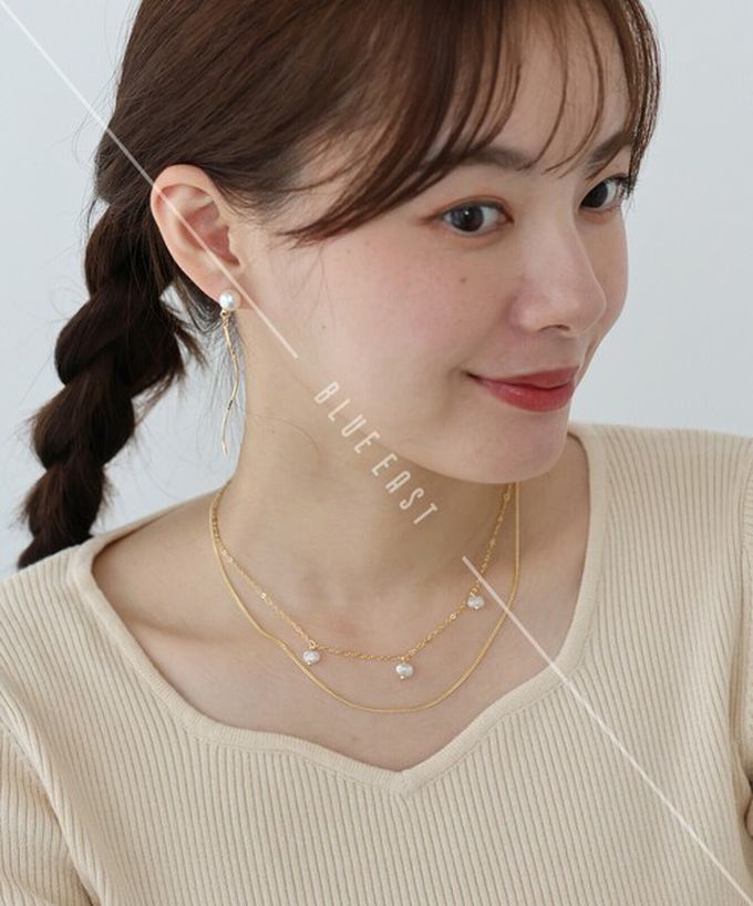 日本 BLUE EAST - 韓國製 淡水珍珠點綴雙層典雅項鏈-金