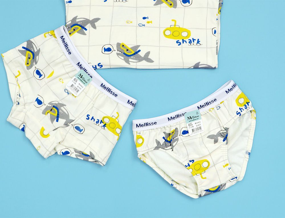 韓國 Mellisse - 純棉四角褲(男寶)-潛水鯊魚