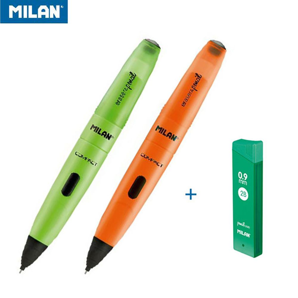 MILAN - 自動鉛筆_側壓式_0.9mm(2入)+0.9筆芯(1入)-自信橘/清翠綠