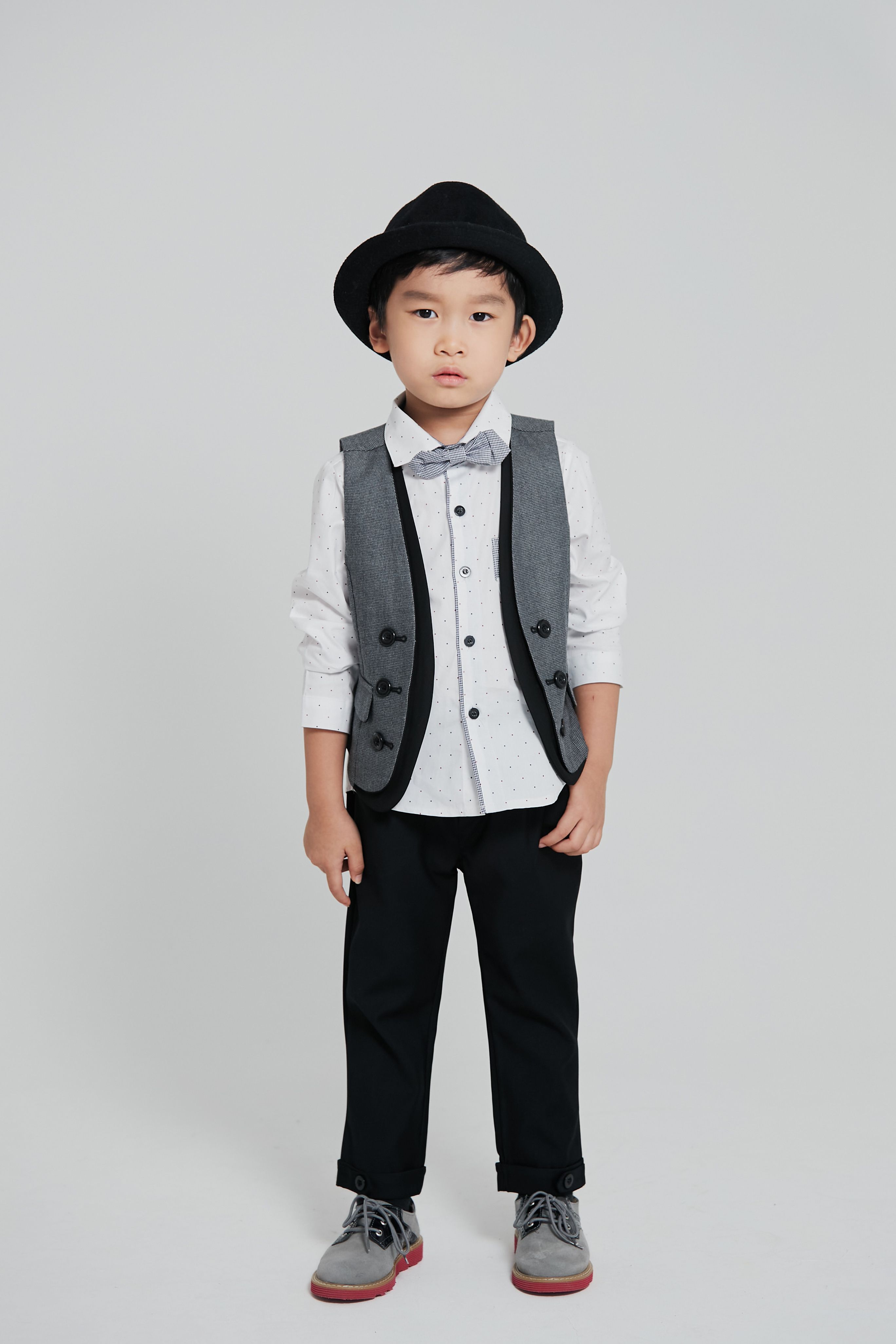 韓國 Coco Bang - 假兩件小紳士背心-灰