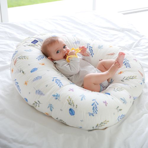 Elava - 韓國 多功能甜甜圈互動枕 枕芯+枕套-莫代爾款-鳶尾蒔光(水波紋)