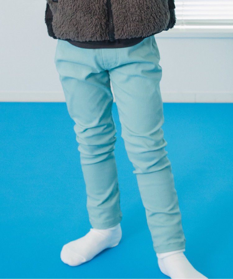 日本 BREEZE - [推薦]定番彈力鬆緊合身長褲-藍綠格紋