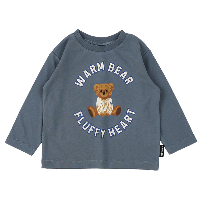 日本 ZOOLAND - [推薦]定番印花薄長袖上衣-漢堡走路-灰藍