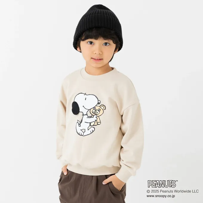 日本 Chil2 - 限定聯名 史奴比縮口長袖上衣-立體刺繡OLAF-炭灰