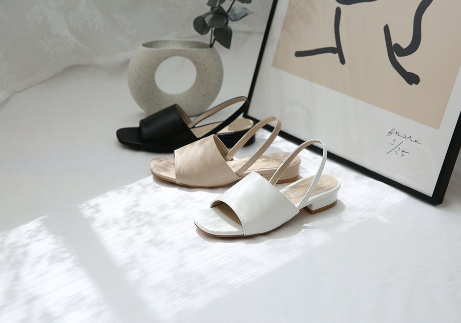 韓國 Dangolunni - 3cm寬面優雅細帶涼鞋-白