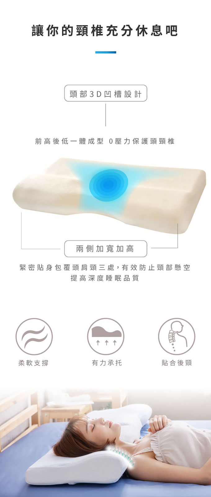 ELVIS 愛菲斯 - 瑞士山寧泰- 涼感親水記憶棉枕 (冰沁藍)