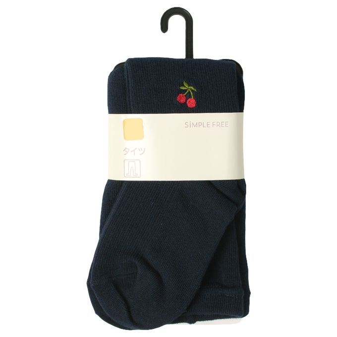 akachan honpo - 褲襪-櫻桃刺繡-深藍色