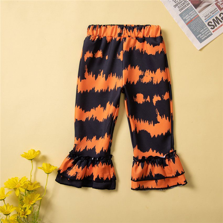 造型女寶長袖套裝-英文字母-橘色-萬聖節裝扮