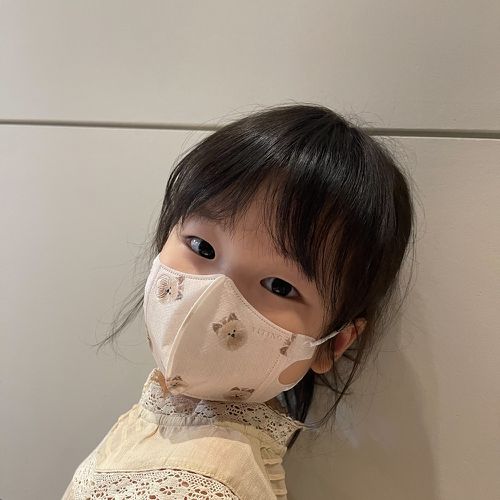 嫩嬰3D立體4層類蠶絲醫用口罩/台灣製/雙鋼印/兒童口罩/嬰兒口罩/醫療口罩/親子口罩-招財進寶兔-10入/袋
