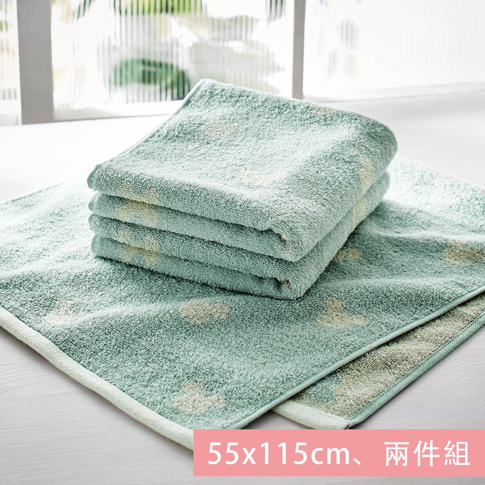 日本千趣會 - 迪士尼 純棉浴巾兩件組-米奇頭-藍 (55x115cm)