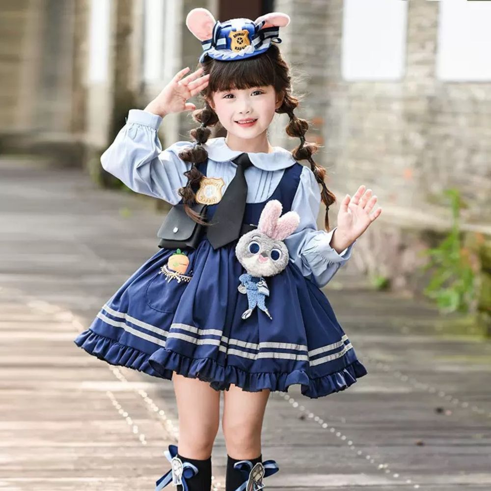 兔子警長洋裝造型服-萬聖節造型服-洋裝+腰包腰帶＋領帶+毛球尾巴(獨家贈送小禮帽髮飾)