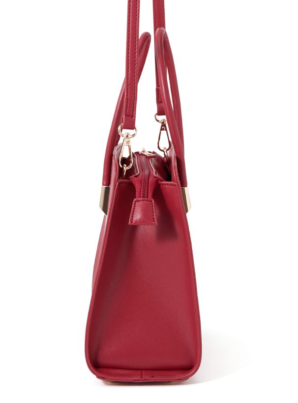 日本 GRL - 洗鍊感皮革梯形側背/手提包-紅 (F)