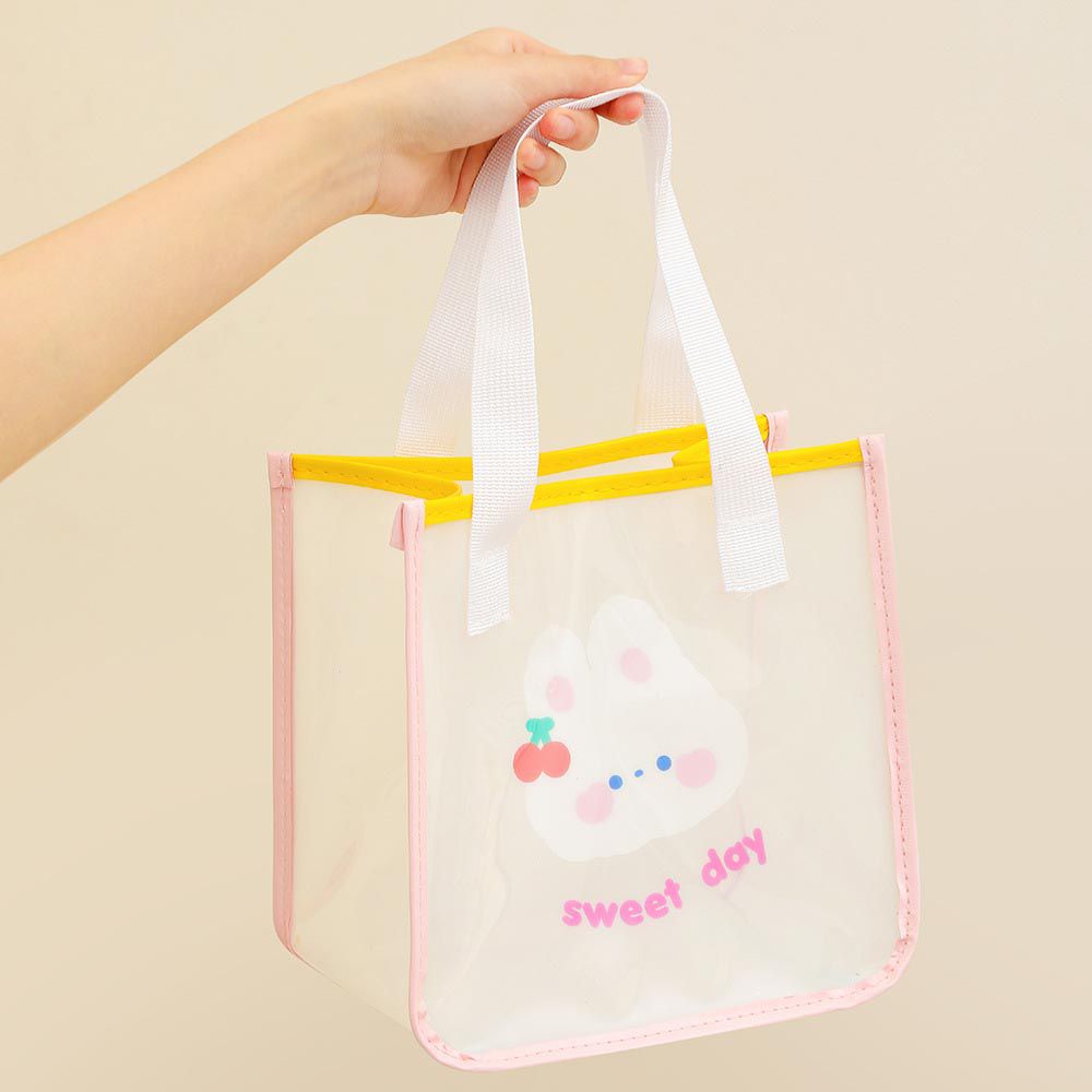 耐磨防水果凍手提包/沙灘包-可愛兔兔 (21.5×16.8×22cm)