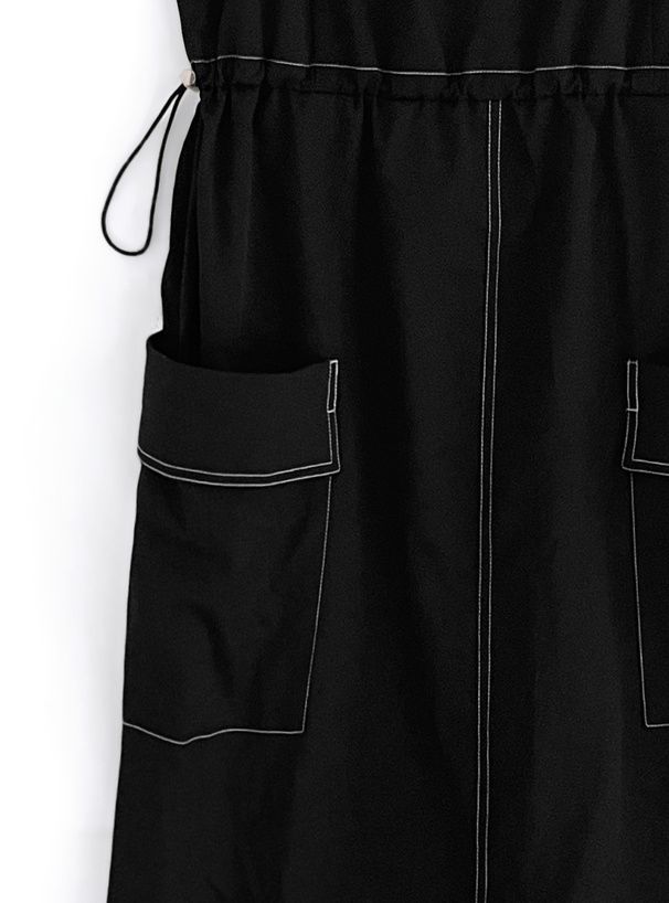 日本 GRL - 聯名款 側抽繩工裝風吊帶裙-黑 (F)