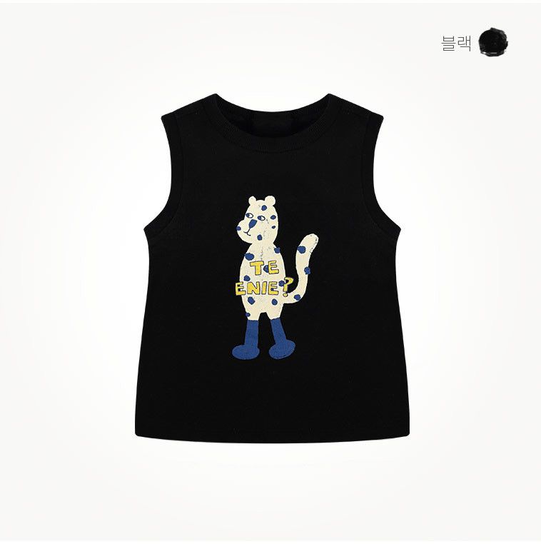 韓國 milk mile - 站立點點老虎無袖套裝-黑