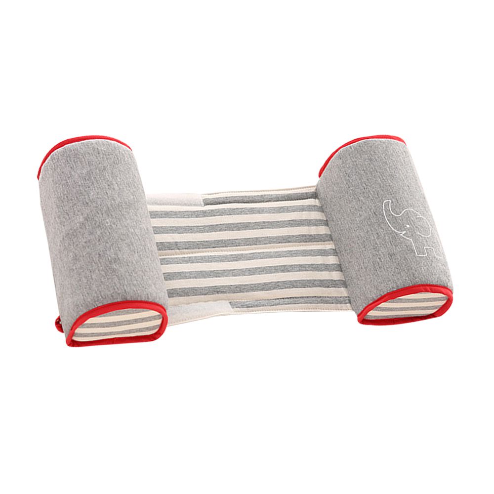 JoyNa - 新生兒防側翻枕 兒童固定枕(枕套可拆洗)-灰色小象 (枕:43*18CM; 最小寬度約17CM，最大的寬度約23CM)