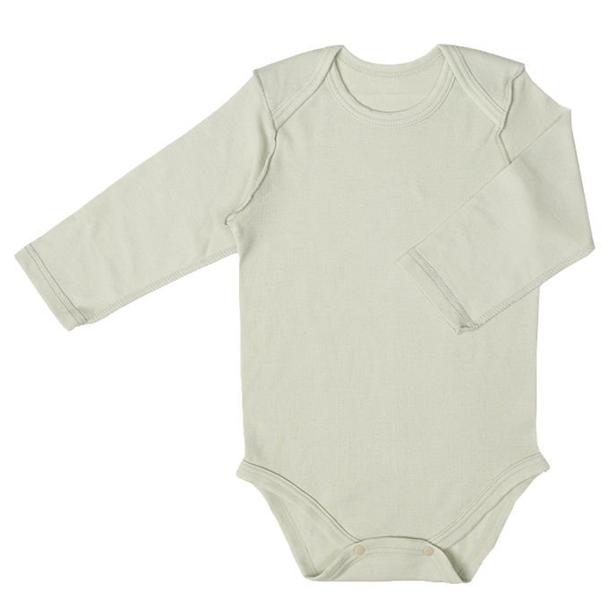 akachan honpo - 長袖有機包屁衣2件組-套頭式-綠色