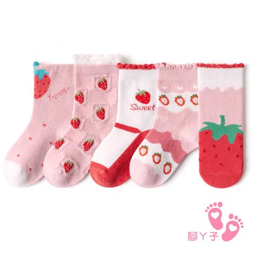 腳ㄚ子 - 幼/兒童棉質中筒襪 童襪 襪子 棉襪 兒童襪-草莓蛋糕