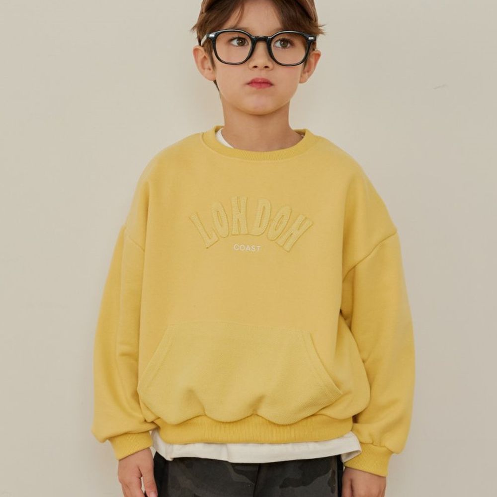 ERINJ 立體貼布繡口袋長袖大學T-LONDON-黃