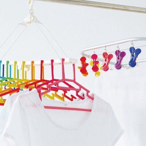 日本代購 - 熱銷定番 SUNNY系列彩虹可折疊衣架-40小夾組 (72×37.5×33cm)