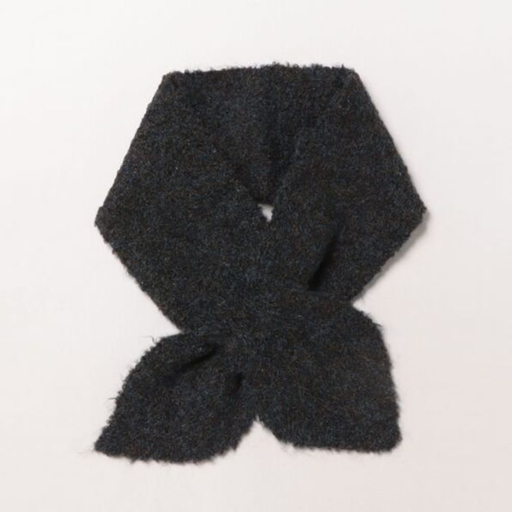 領結型毛絨針織保暖圍脖-黑