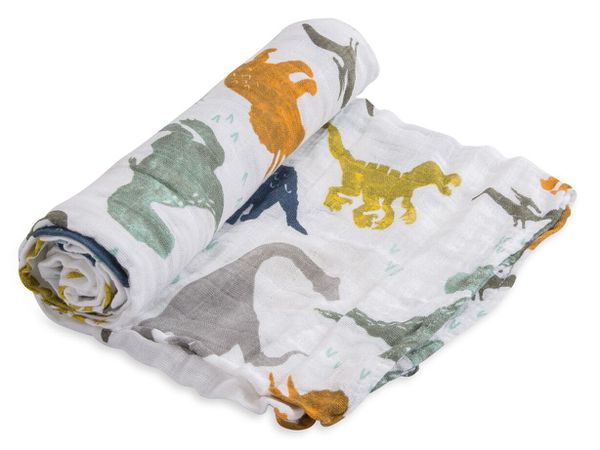 美國 Little Unicorn - 純棉紗布巾單入組-只有恐龍