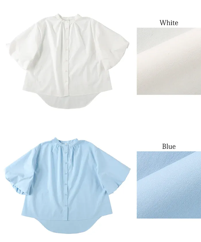 日本 COCA - 優雅夢幻泡泡袖襯衫-白