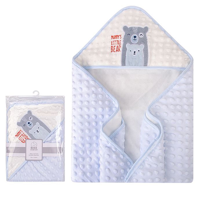 美國 Luvable Friends - 甜蜜寶貝超柔軟連帽泡泡毯/包巾/嬰兒被/安撫毯_75x75cm-可愛熊
