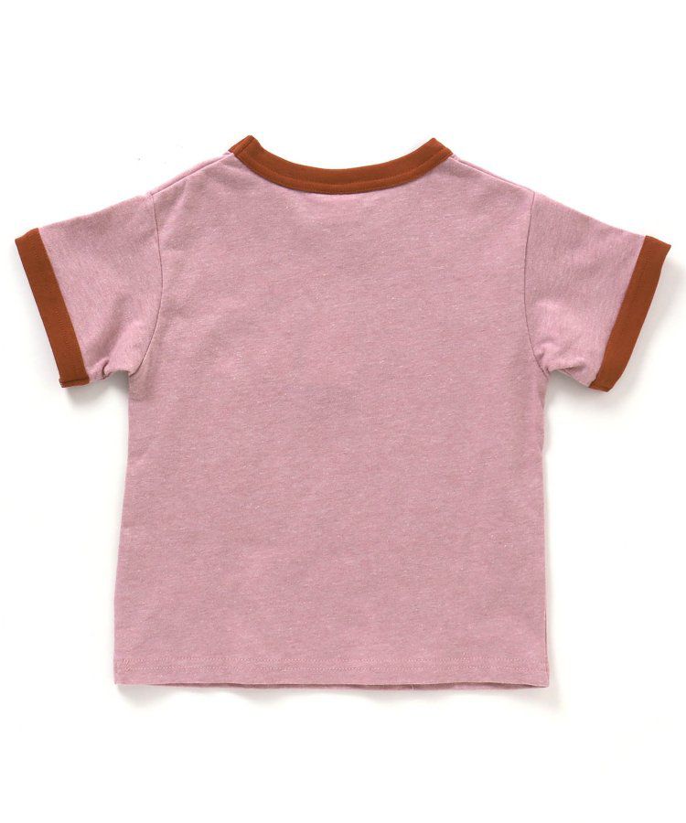 日本 BREEZE - 美式復古印花撞色邊短袖上衣-甜甜圈店-灰