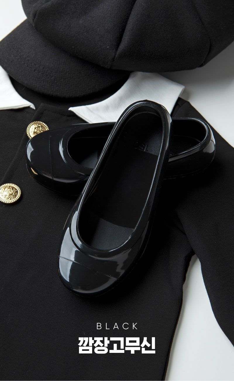 韓國 OZKIZ - 黑色返校日膠鞋-黑