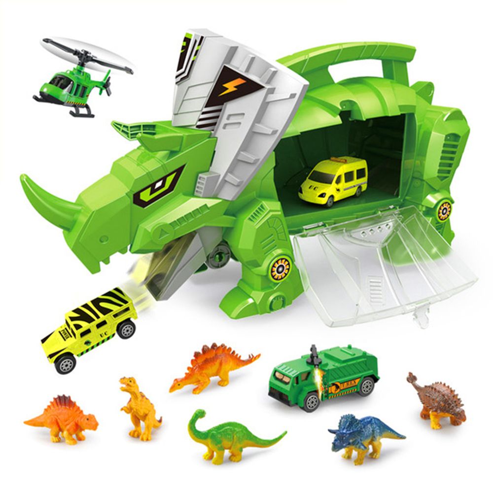 萬榮玩具 - 【兒童玩具】恐龍世界 恐龍收納車 內附6種恐龍與4台小車 9917
