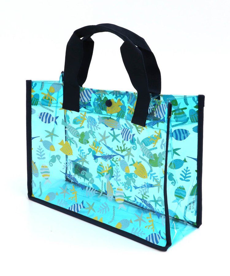 日本 BREEZE - 防水PVC手提袋/游泳包-海洋生物-水藍 (26x35x12.5cm)