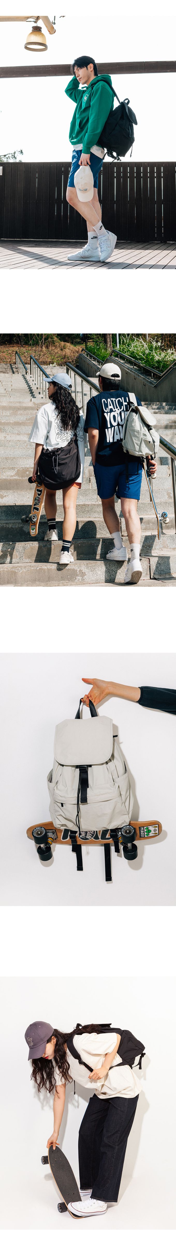 韓國 ithinkso - STRING輕量縮口翻蓋後背包-深灰 (30X42.5X15CM)