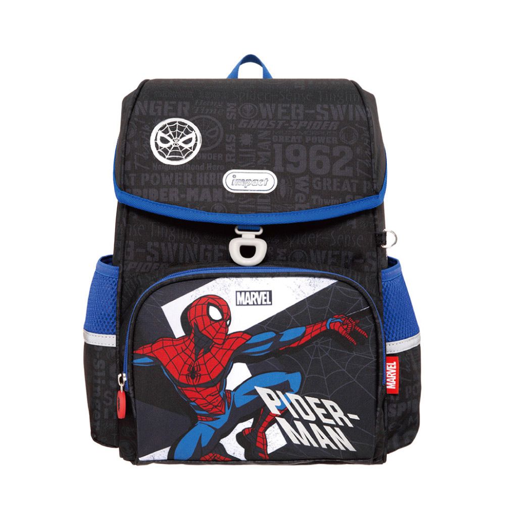 蜘蛛人Spider Man-懸浮磁扣護脊書包 IMMVSD709BK | 120-140公分孩童適用 | 精選好禮兩件組（恐龍午餐袋、童趣森林筆袋）