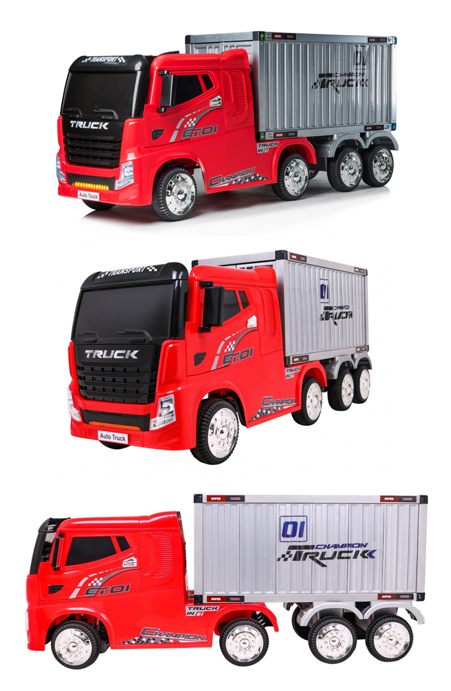 聰明媽咪兒童超跑 - 貨櫃車造型 四驅兒童電動車-天使白