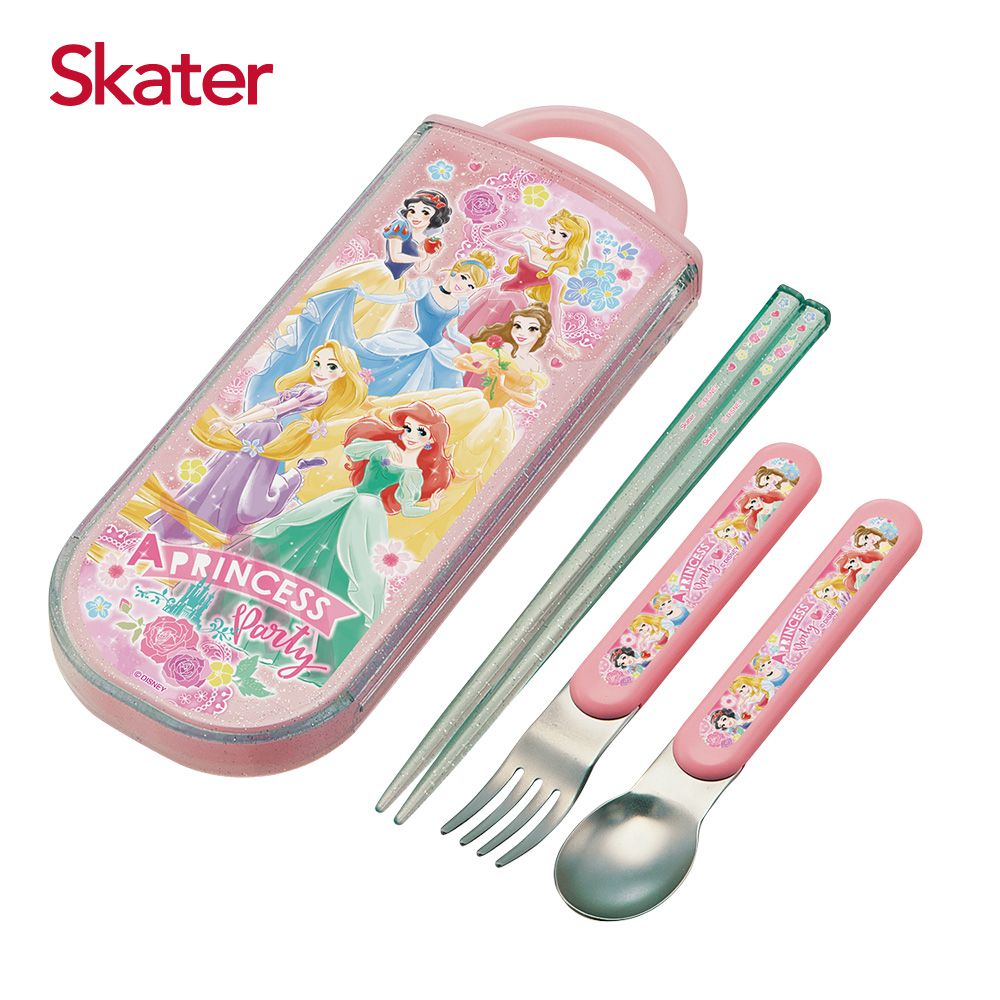日本 SKATER - 銀離子三件餐具組-迪士尼公主