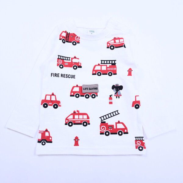 日本 Baby Room - 立體翻翻樂長袖上衣-消防車出動-黃