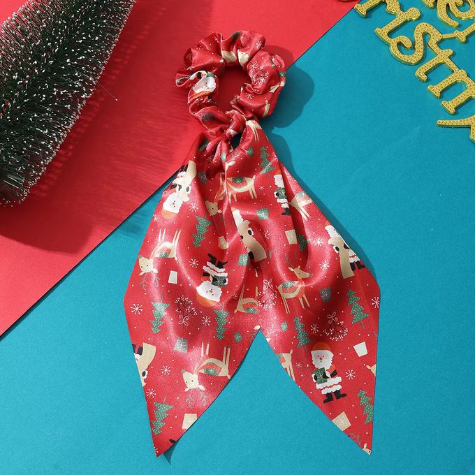 聖誕節緞面飄帶髮圈-3個一組