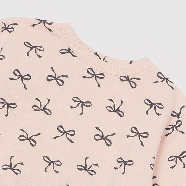 日本 petit main - 可愛女孩純棉長袖上衣-愛心-藍