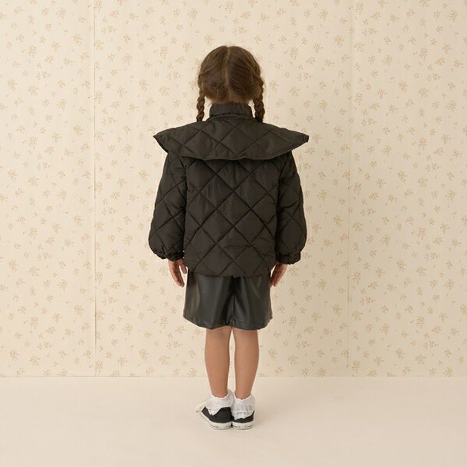 日本 Lycee mine - 注目斗篷領 柔軟絎縫保暖外套(領可拆)-可可