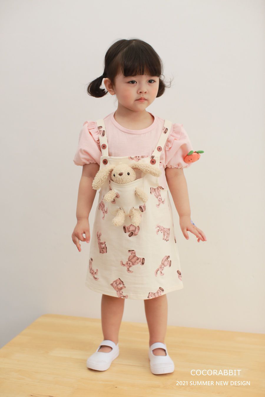 韓國 Coco Rabbit - 兔子娃娃吊帶裙-米白