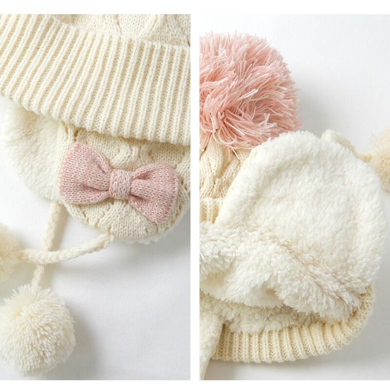 日本 ZOOLAND - 護耳羊羔絨保暖毛帽-條紋小狗-薄荷 (頭圍50-54cm)