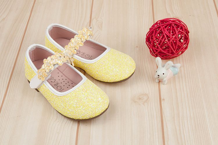 台灣製造 - 閃亮花舞黃色兒童公主鞋